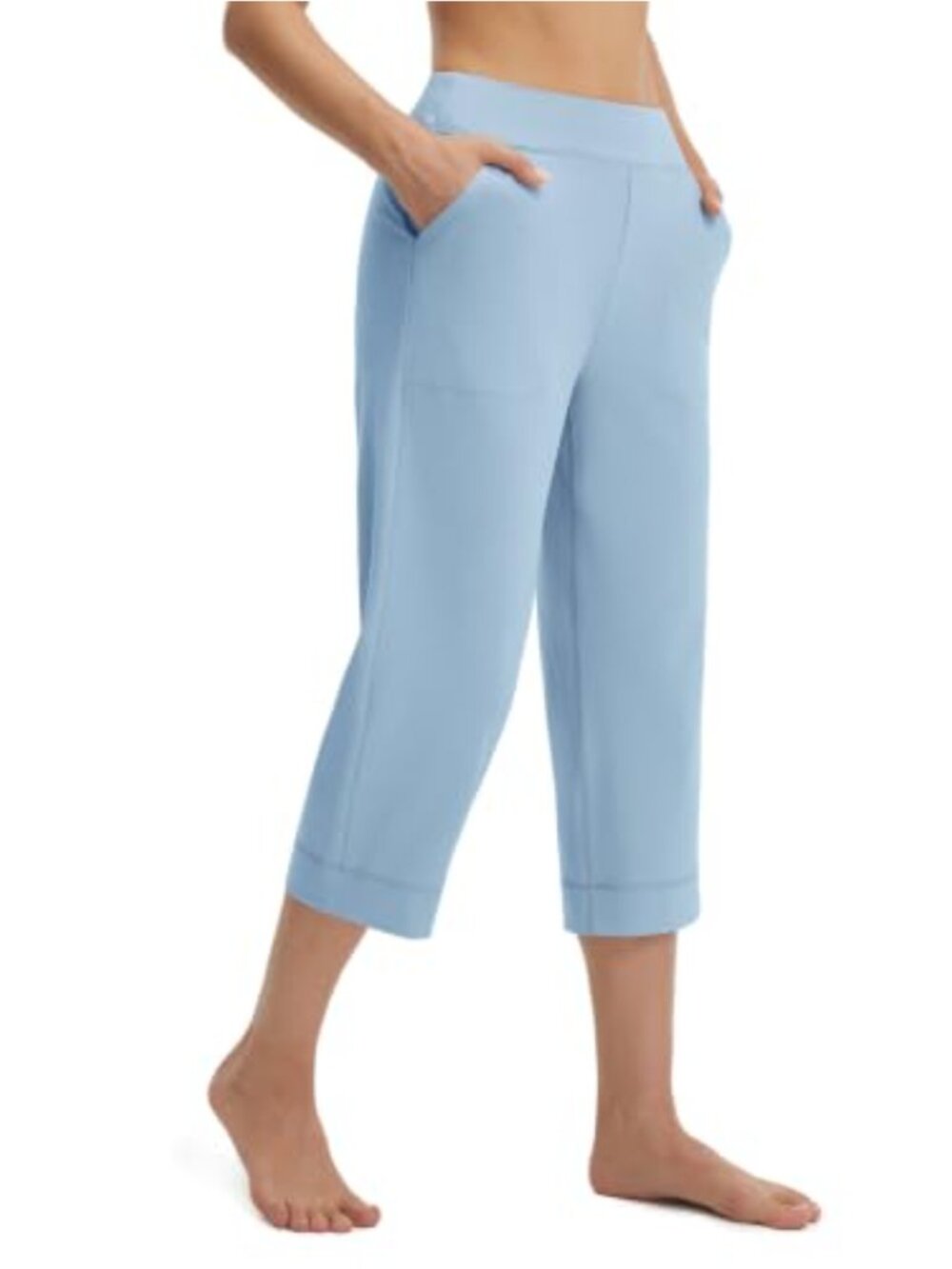 Women's Capri Yoga Pants with Pockets Straight Leg High Rise